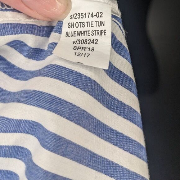 *3 for $12* Gap Blue & White Stripe Off Shoulder Tunic Blouse w Bow Detail - M - Picture 6 of 7